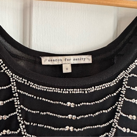 Search For Sanity beaded sequin black and silver tank top size small Swifty - Picture 5 of 6